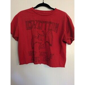 Led Zeppelin Vintage Concert Crop Red Top Tee Size Women's Medium